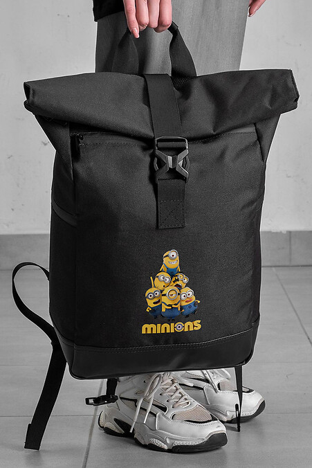 Casual Rolltop School Backpack For Girls With Minions Print Black. Backpacks. Color: black. #8055267