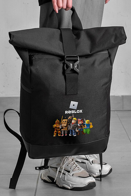 Casual Rolltop School Backpack For Girls With Roblox Print Black. Backpacks. Color: black. #8055269