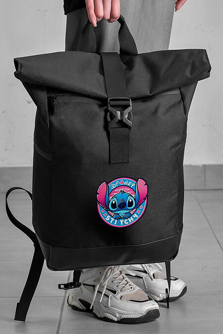 Casual Rolltop School Backpack For Girls With Stitch Print Black. Backpacks. Color: black. #8055271