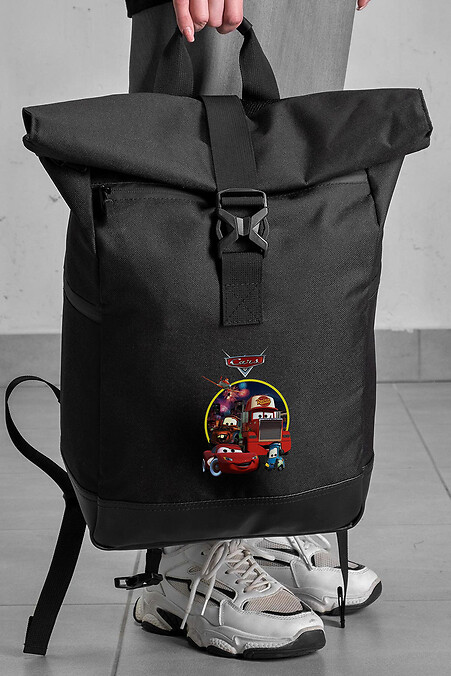 Casual Rolltop School Backpack For Girls With Cars Print Black. Backpacks. Color: black. #8055275