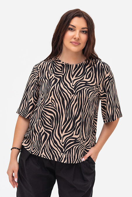 Bluse MIRA Braun + Zebraprint - #3043276