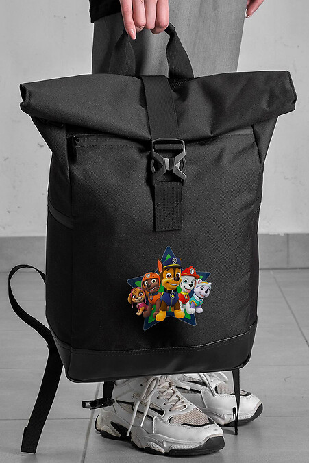 Casual Rolltop School Backpack For Girls With Print Puppy Patrol Black. Backpacks. Color: black. #8055277