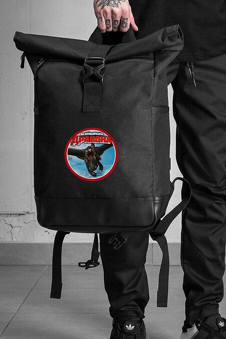 Lässiger Rolltop-Schulrucksack für Jungen mit Aufdruck How to Train Your Dragon Schwarz - #8055278