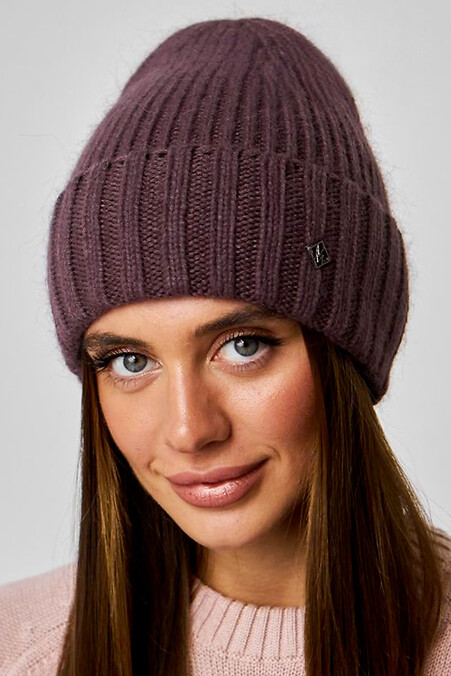 Kapelusz z Angory w kolorze śliwkowym. Czapki, berety. Kolor: purpurowy. #4496279