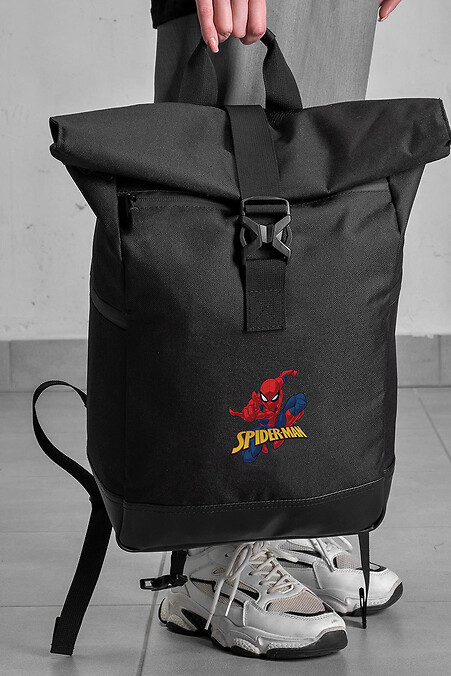 Casual Rolltop School Backpack For Girls With Spider-Man Print Black. Backpacks. Color: black. #8055281
