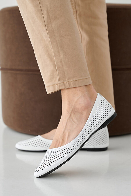 Sommer-Leder-Slipper für Damen in Weiß - #2505284