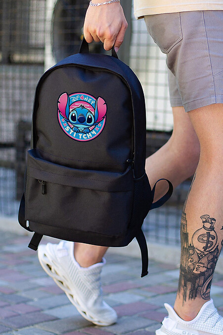 Casual Schulrucksack für Jungen mit Stitch Print Schwarz - #8055294