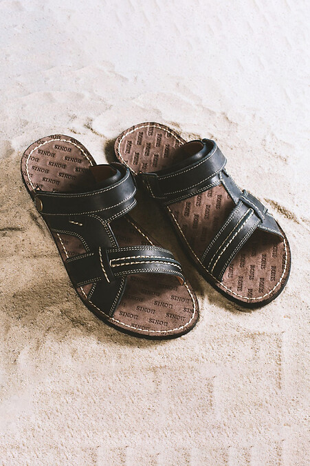 Męskie skórzane sandały letnie Bonis Original 25 czarne - #2505298