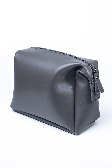 Graue Kosmetiktasche aus Öko-Leder - #8046298