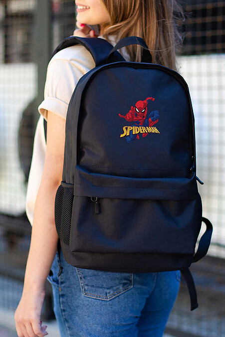 Casual School Backpack For Girls With Spider-Man Print Black. Backpacks. Color: black. #8055305