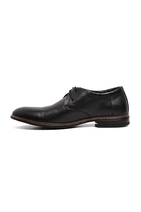 Черные кожаные мужские туфли - #4205310