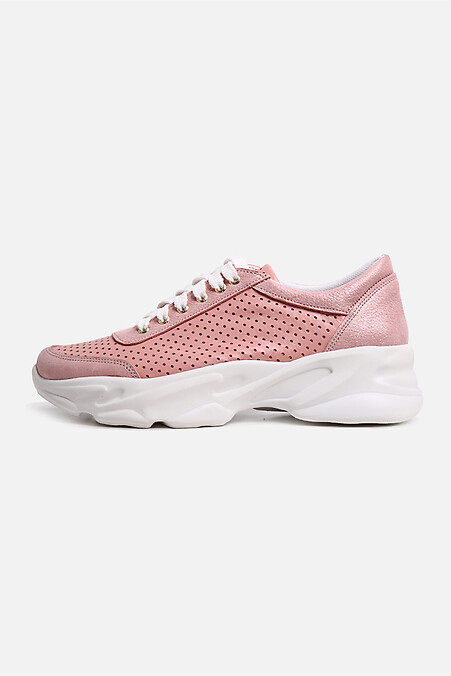 Стильні рожеві перфоровані кросівки на білій підошві. Кросівки. Колір: рожевий. #4205313