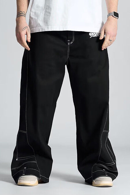 Übergroße Qipa-Hose für Herren in Schwarz - #8043319