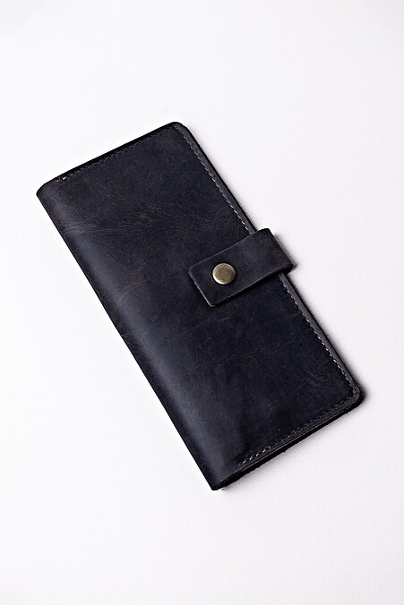 Unisex leather wallet "Crazy" with a button in brown - #8046319