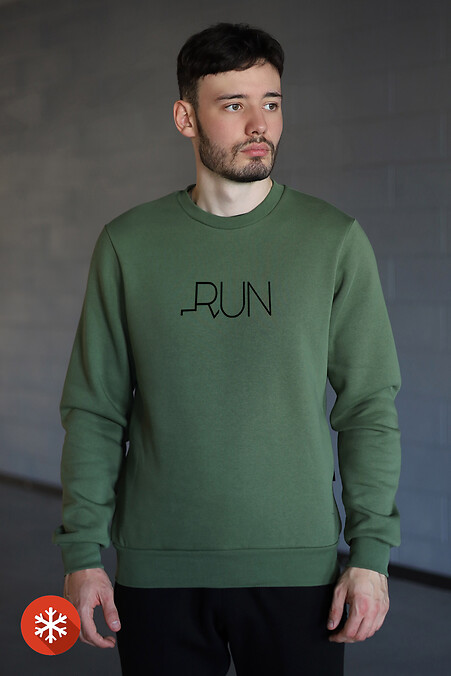 Warm sweatshirt RUN. Sweatshirts, sweatshirts. Color: green. #9001321