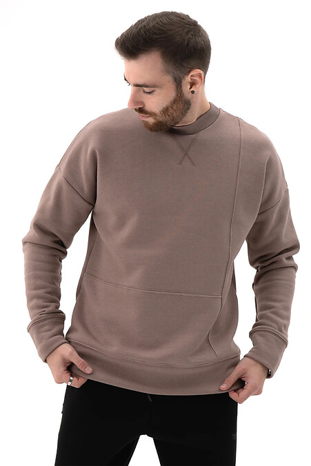 Warmes Herren-Sweatshirt Flatlock 3 Mokka - #8034323