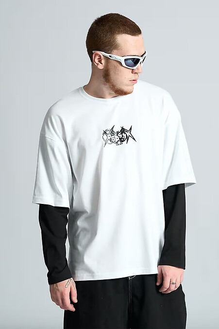 Herren T-Shirt mit langen Ärmeln und zwei Ärmeln, Pick White - #8043323