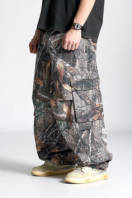 Men's Oversized Cargo Pants Camo - #8043326