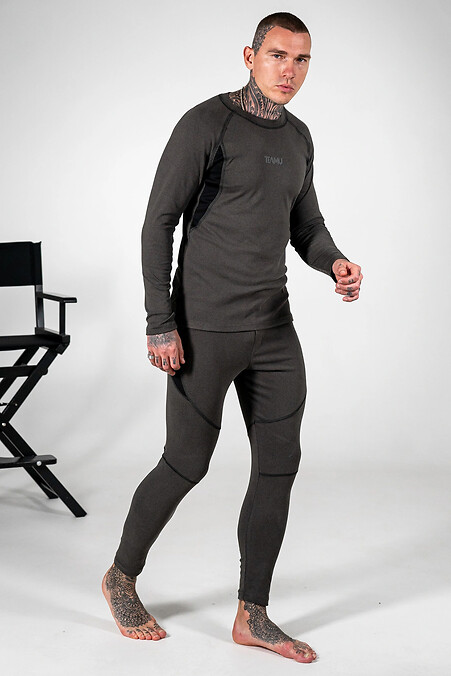 Men's Thermal Underwear Set Flatlock Graphite - #8034331