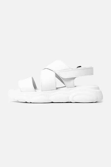 Білі шкіряні босоніжки в спортивному стилі - #4205338