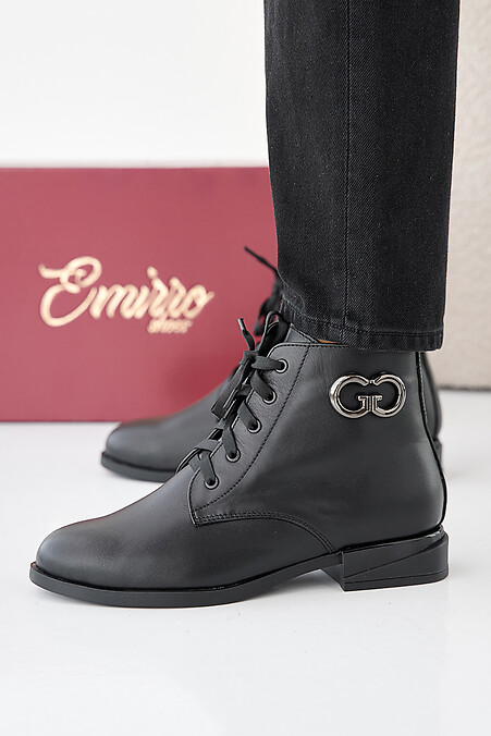 Women's spring-autumn black leather boots. Boots. Color: black. #2505347