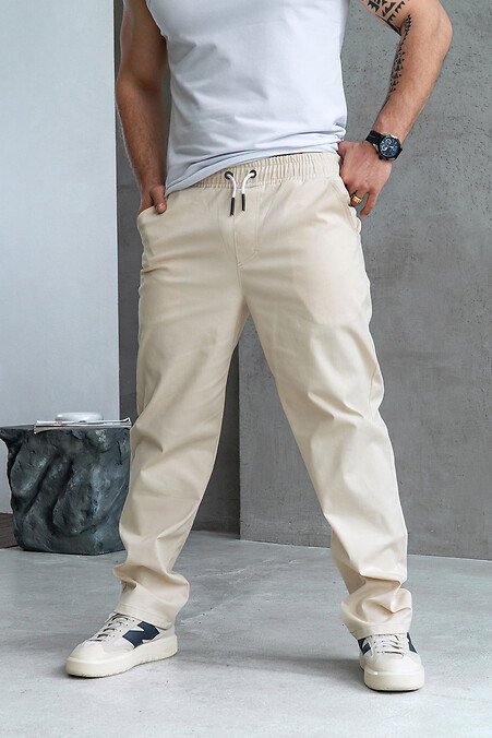 Men's Casual straight pants beige - #8034350