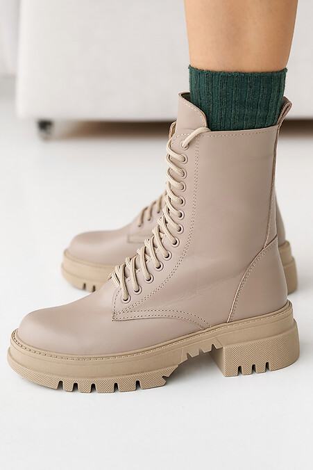 Damen-Winterstiefel aus beigem Leder. Stiefel. Farbe: beige. #2505352