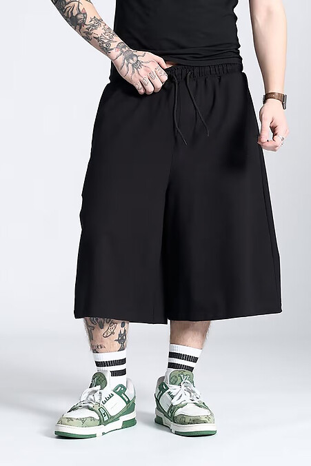 Herrenstrickshorts in Übergröße Big Cut schwarz - #8043353