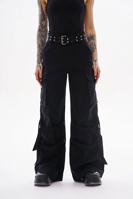 Women's cargo pants with stretch convasa "Elli" - #8037355