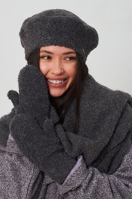 Women's beret of dark gray color. Hats, berets. Color: gray. #4496364