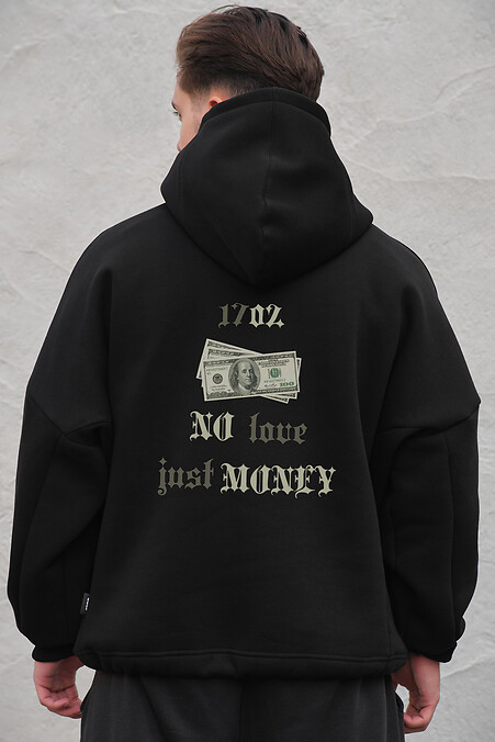 Herren Oversize Hoodie Sweatshirt aus Fleece mit Kapuze und Aufdruck Without Dollar Black - #8049364