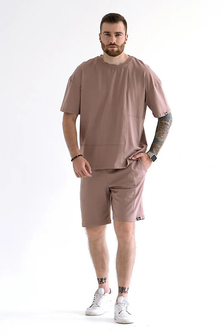 Herren-Sommeranzug mit T-Shirt Cut Mocha - #8034372