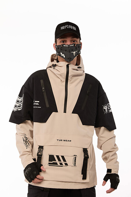 Anorak mit Prints "SM-2413" schwarz und beige - #8037372