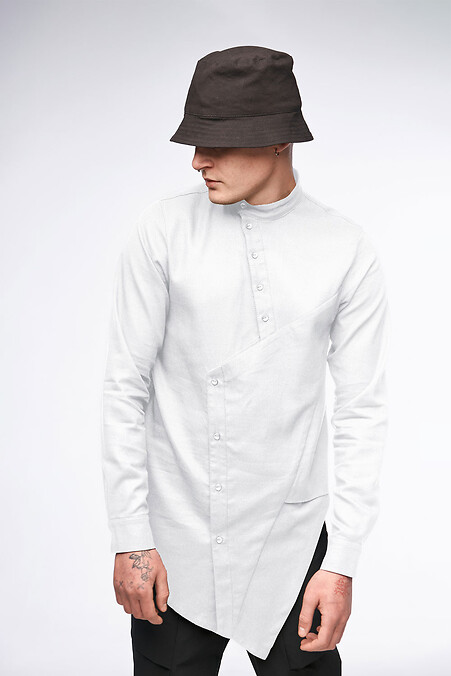 Herren Leinenhemd SM-2425 weiß - #8037374