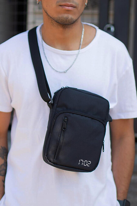 Men's Messenger Bag Purse Shoulder Bag with Print 1702 Black - #8055376