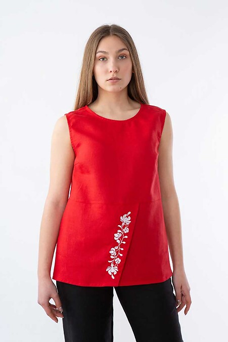 Вышитая женская блузка. Фолк-мода. Цвет: красный. #2012381