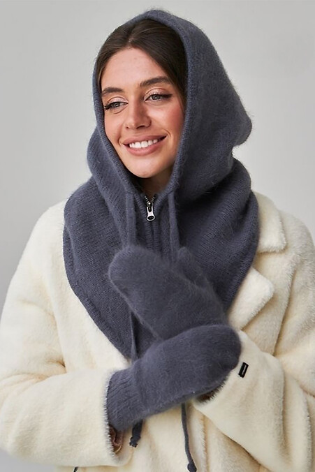 Women's hood of graphite color. Hats, berets. Color: gray. #4496381