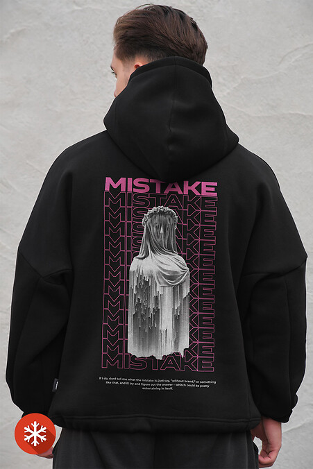 Herren Oversize Hoodie Sweatshirt aus Fleece mit Kapuze und Aufdruck Without Mistake Black - #8049384