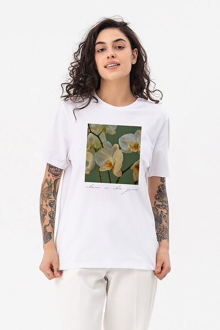 T-shirt Flowers on our own land. T-shirts. Color: white. #9001384