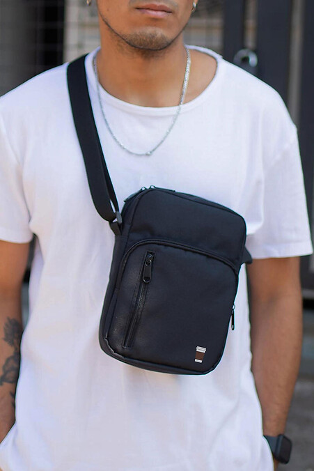 Men's Messenger Bag Shoulder Pouch with Print Coffee Black - #8055386
