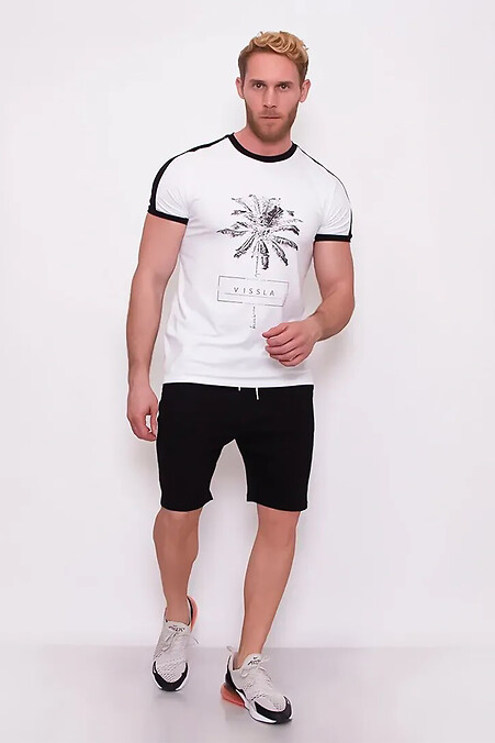 Herren T-Shirt und Shorts Set Palm White mit schwarz - #8034390