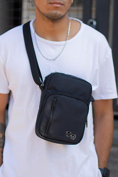 Men's Messenger Bag Shoulder Pouch with Print Cube Black. Crossbody. Color: black. #8055390