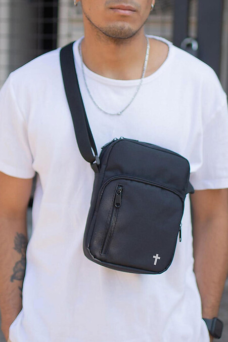 Herren Messenger Bag Umhängetasche mit Dagger Print Schwarz - #8055394