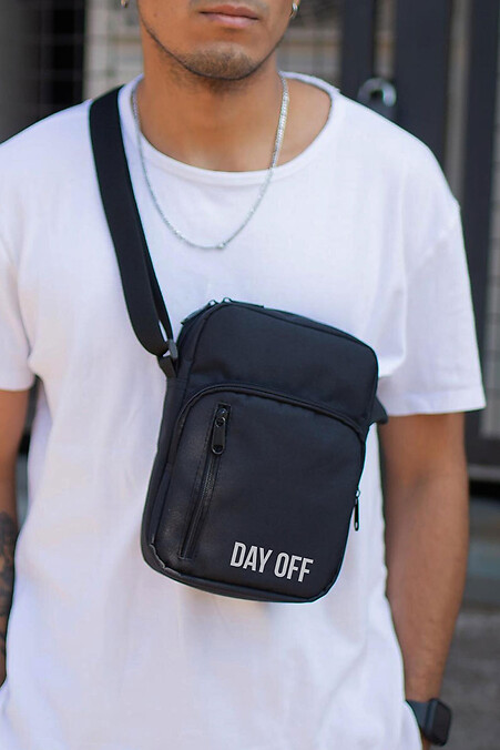 Herren-Kuriertasche Schultertasche mit DayOff-Print Schwarz - #8055396