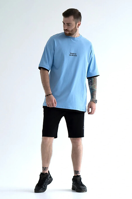 Herren Sommer Shorts mit T-Shirt RAISED Blau mit Schwarz - #8034397