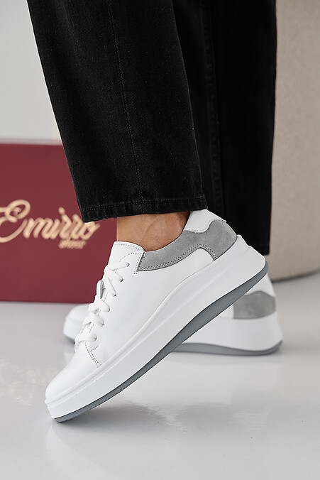 Women's spring-autumn white leather sneakers. sneakers. Color: white. #2505398