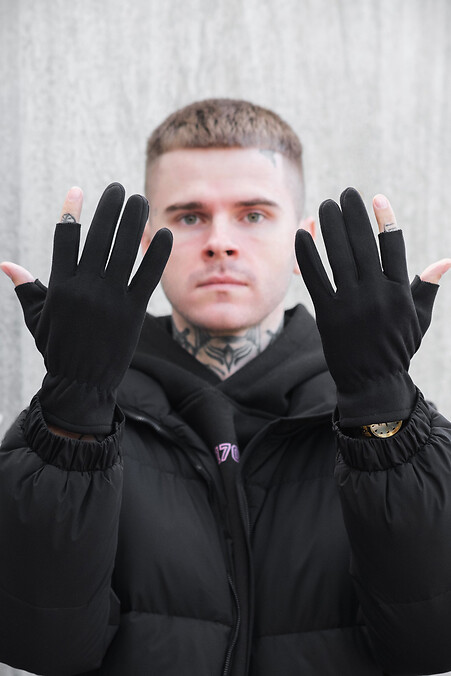Men's Winter Touch Fingerless Gloves Double - #8049398