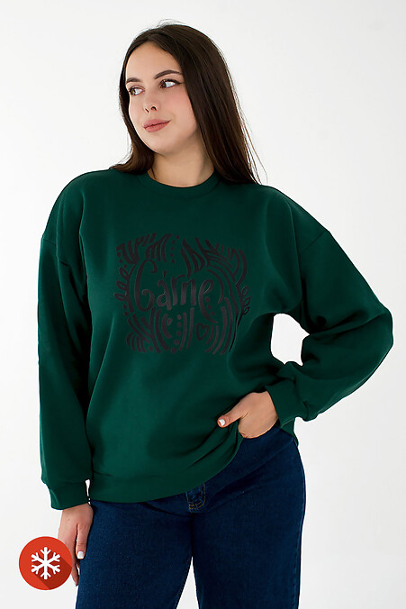 Warm sweatshirt WENDI on fleece with print - #9001399