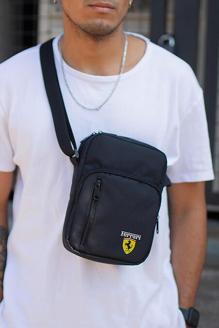 Men's Messenger Bag Shoulder Pouch with Ferrari Print Black - #8055402