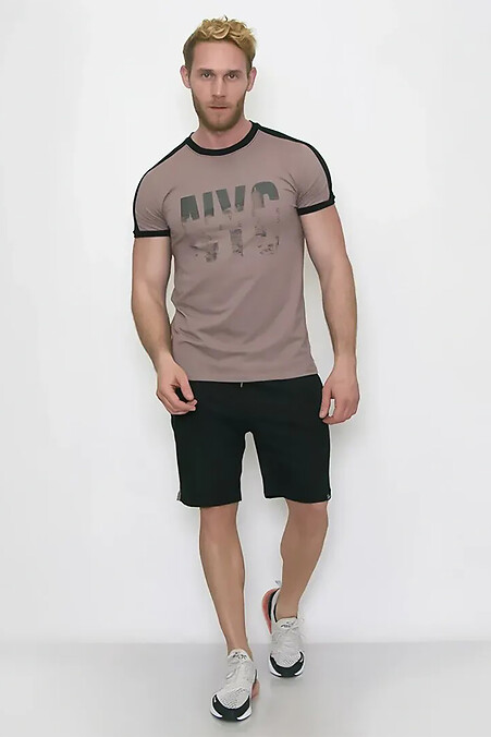 Herren T-Shirt und Shorts Set NYC Mokka mit Schwarz - #8034403